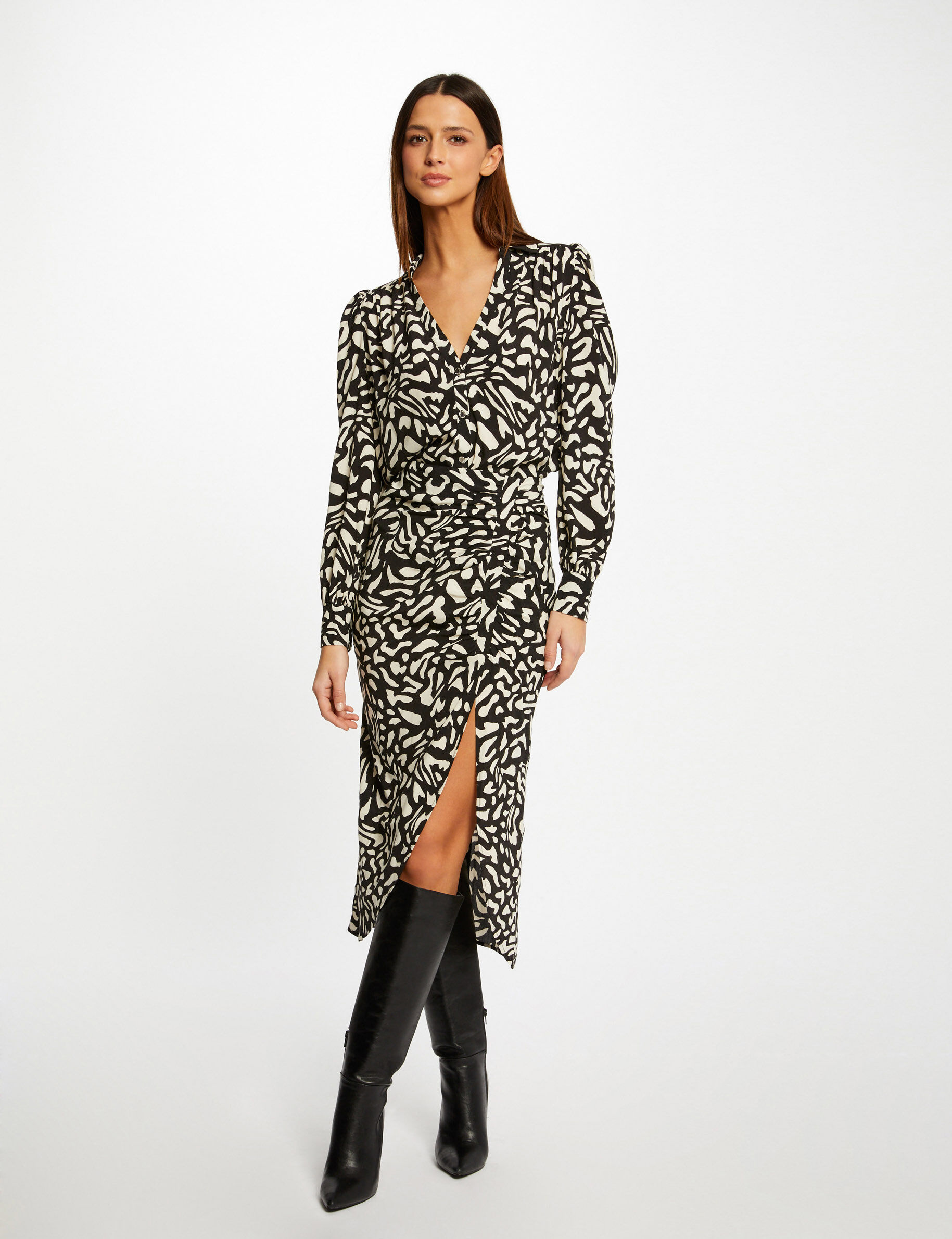 Chemise manches longues imprimé abstrait multico femme - multico