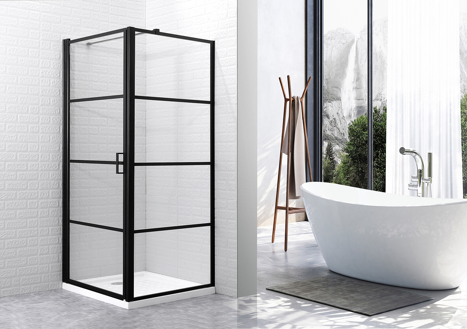 Saniclear Nero 120x90 douchecabine 8mm anti-kalk mat zwart 90cm