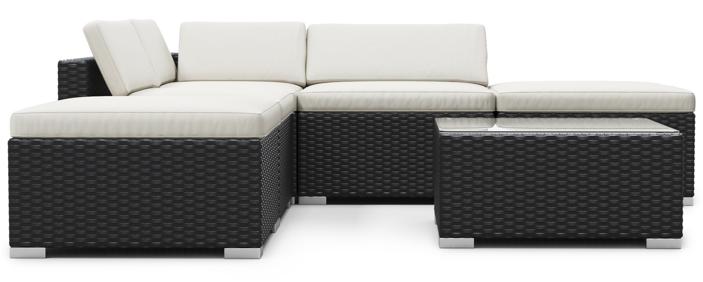 Rattanlounge TEXAS schwarz/weiss