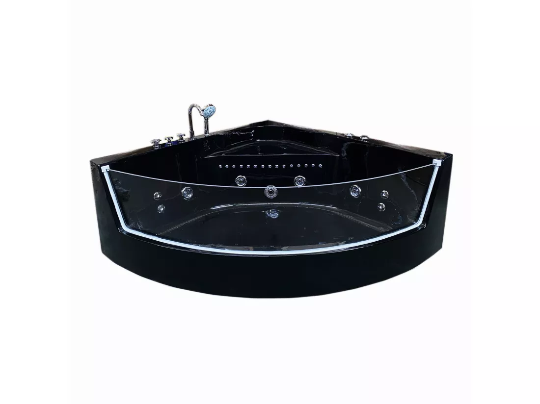Baignoire Balnèo 150 X 150 cm Chromothérapie 8 jets – Black Maple