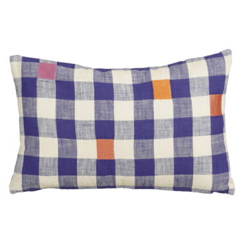 Sierkussen ruit blauw - l55xb35xh10cm