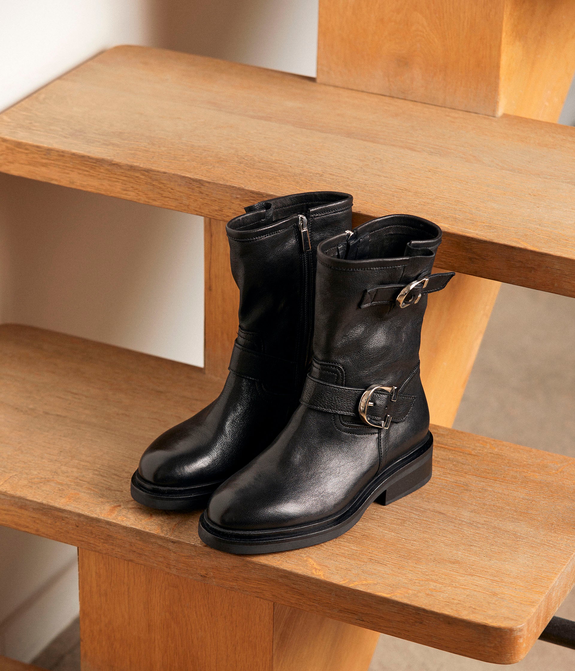 Botttines cuir noir Patty