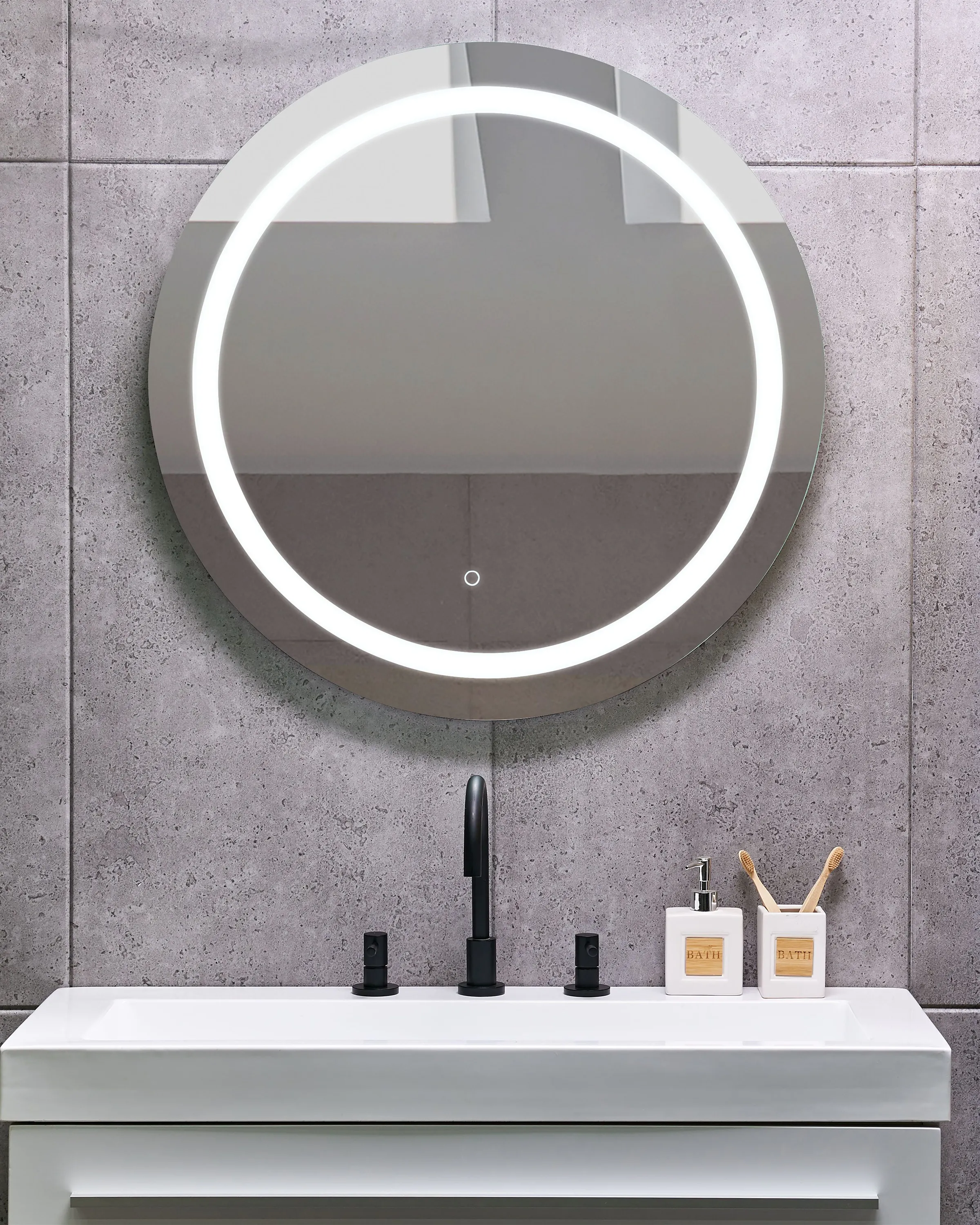 LED badkamerspiegel COURSEULLES 79 cm 79 cm Zilver