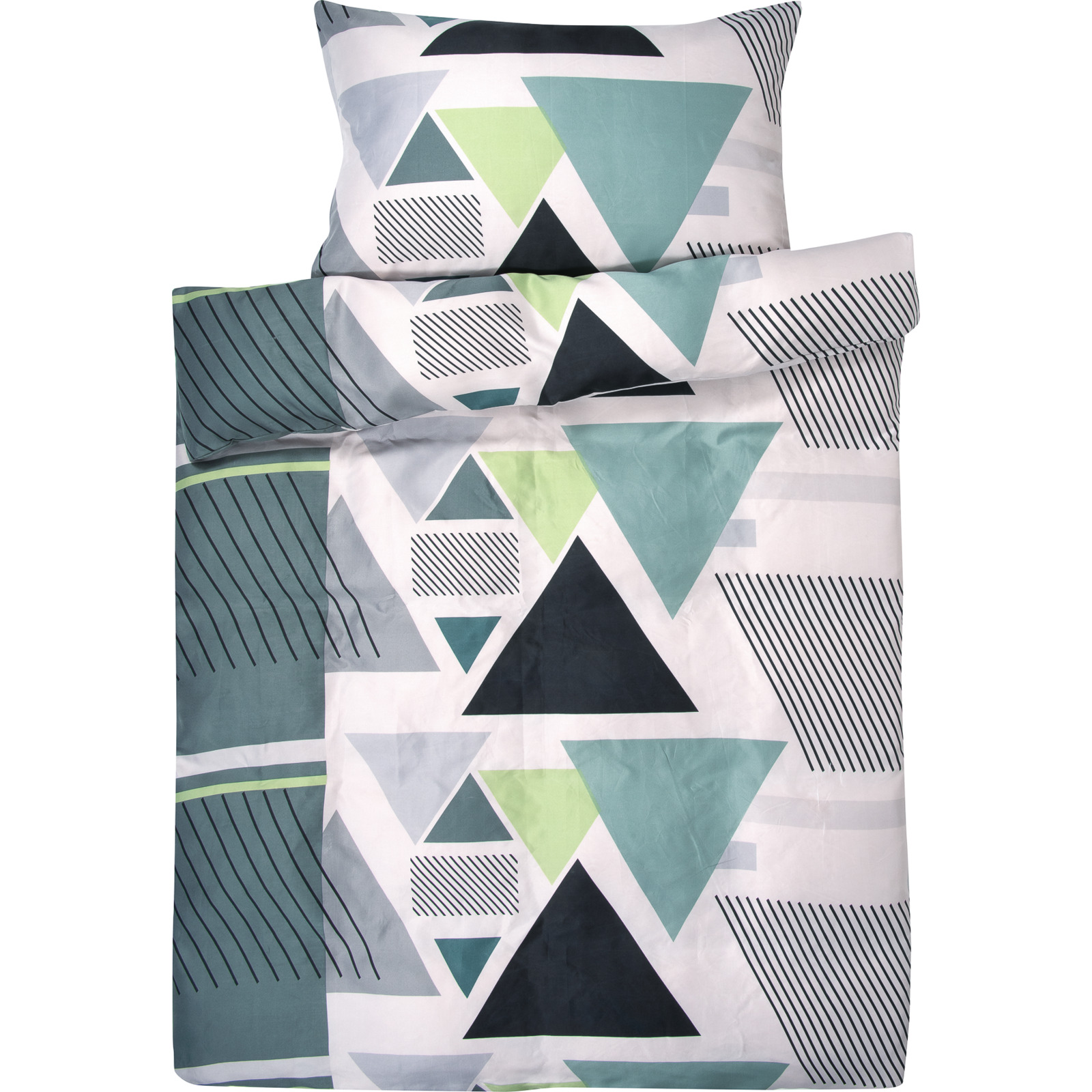 Bettwäsche Micro-Polyester Dreiecksmuster 200x210 2x65x65 Bettanzug Fra