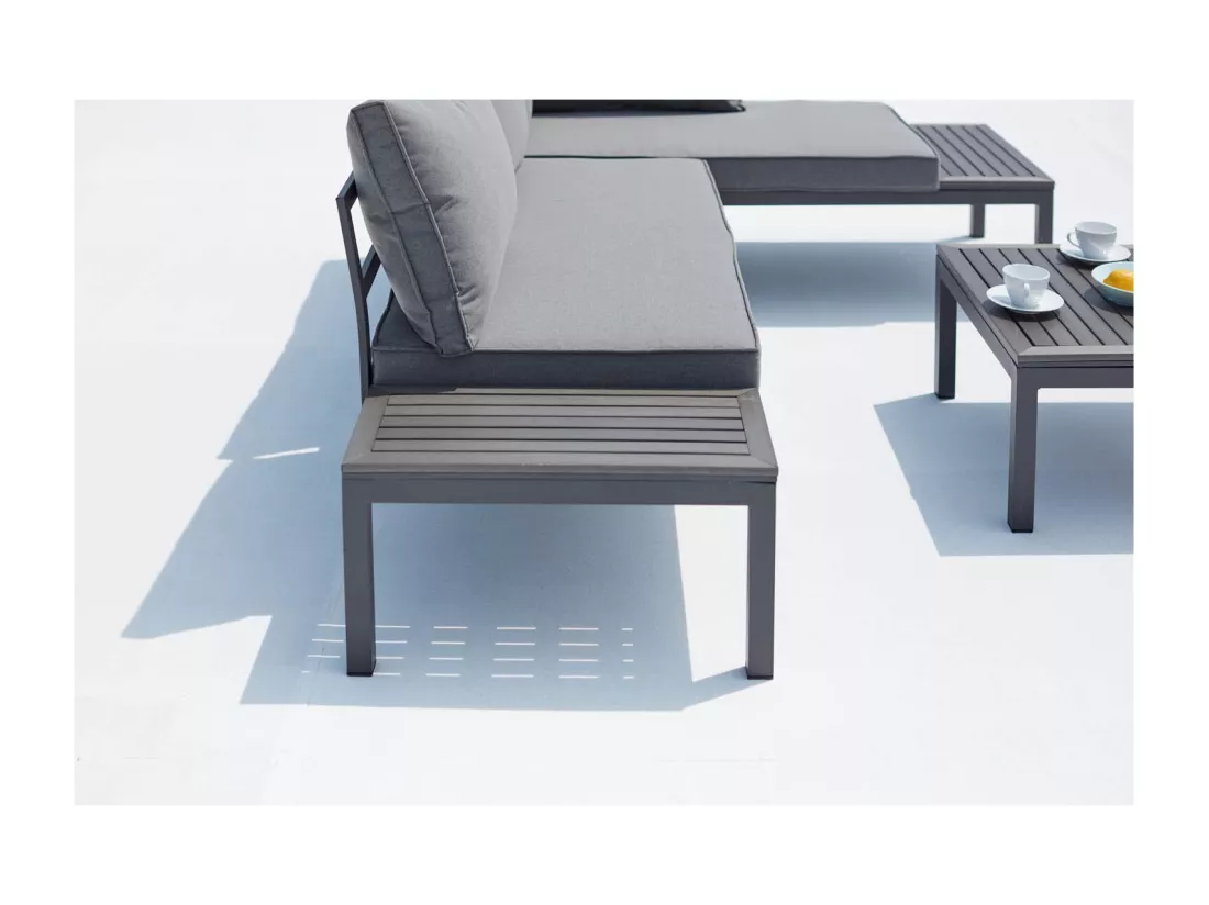 Salon de jardin aluminium et acier gris foncé LOLEA