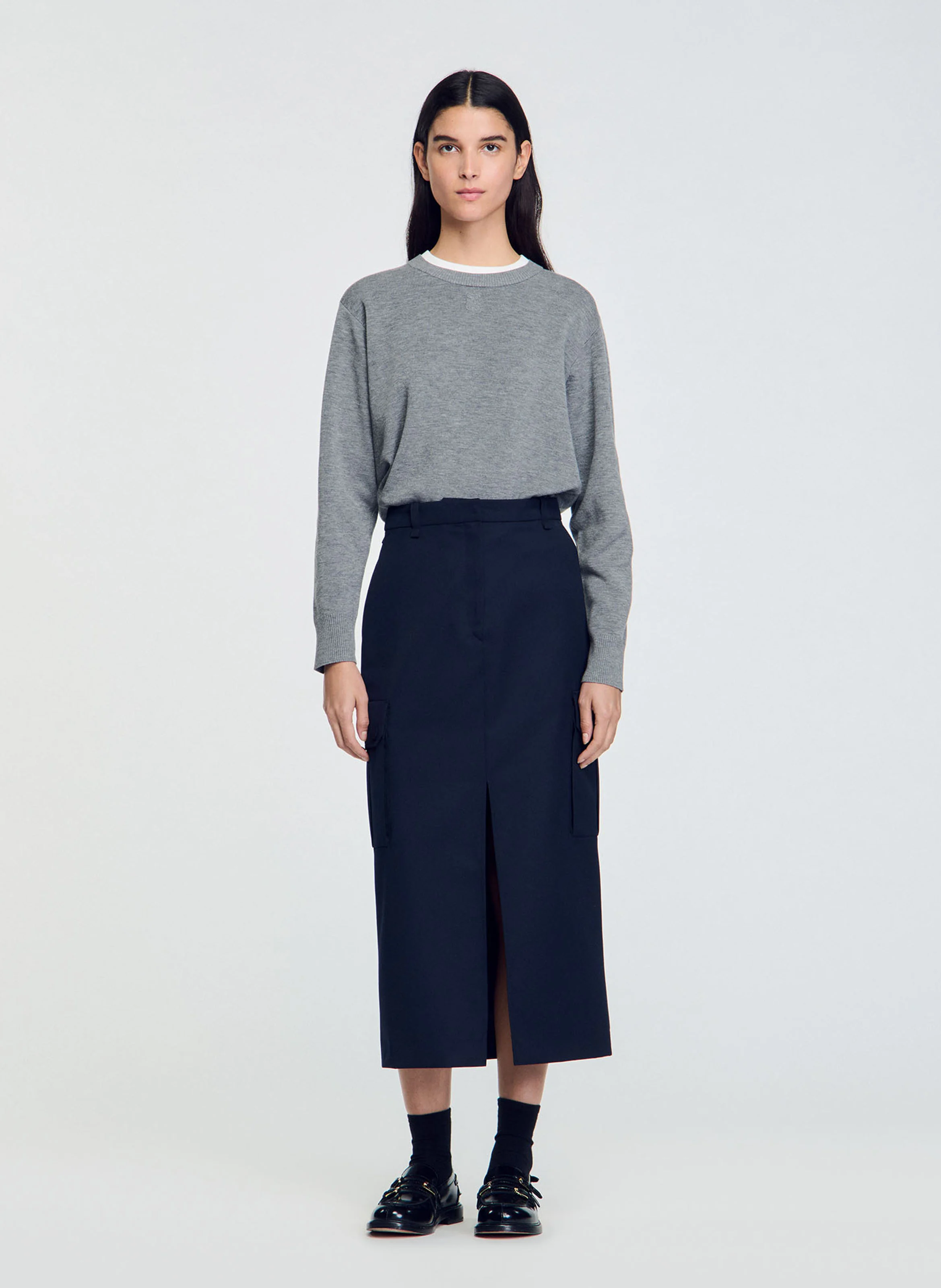 Jupe longue droite | Bleu