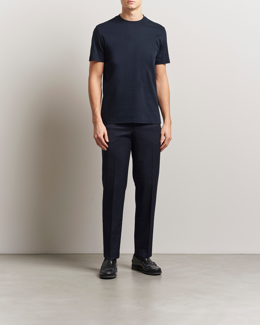 BOSS CAMEL Tesar Cotton Knitted T-Shirt Dark Blue