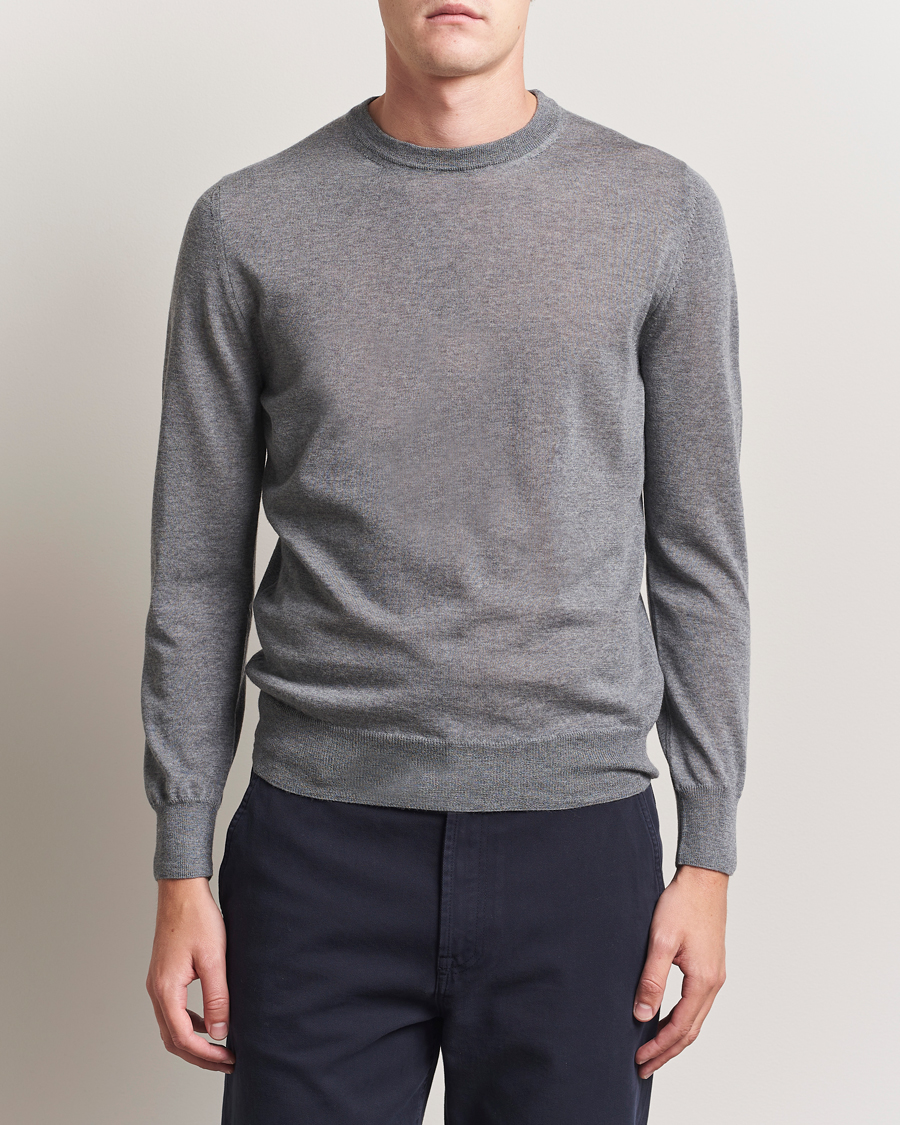 Canali Merino Wool Crew Neck Light Grey