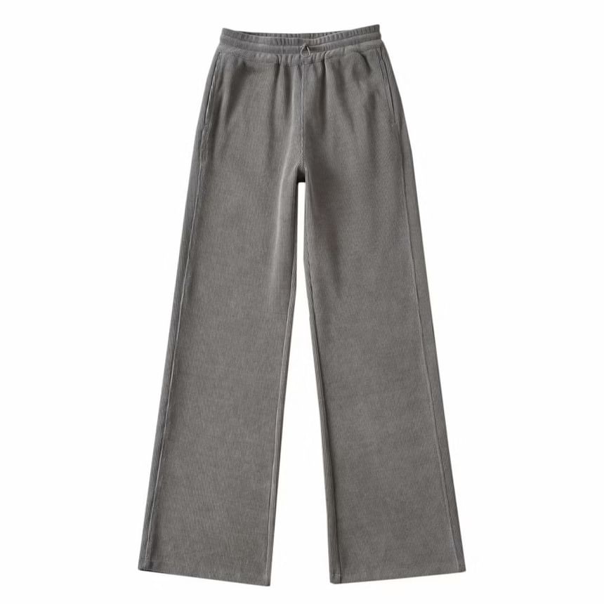 Overing - Hoge taille effen rechte joggingbroek met wijde pijpen