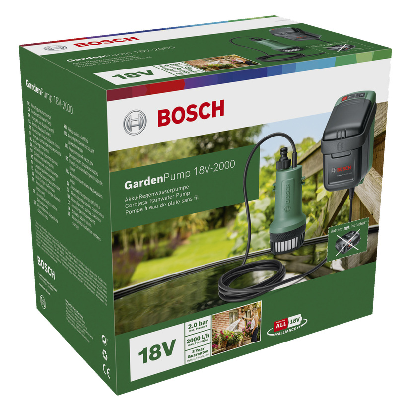 Batteridrevet hagepumpe 18 V 33,3 l/min