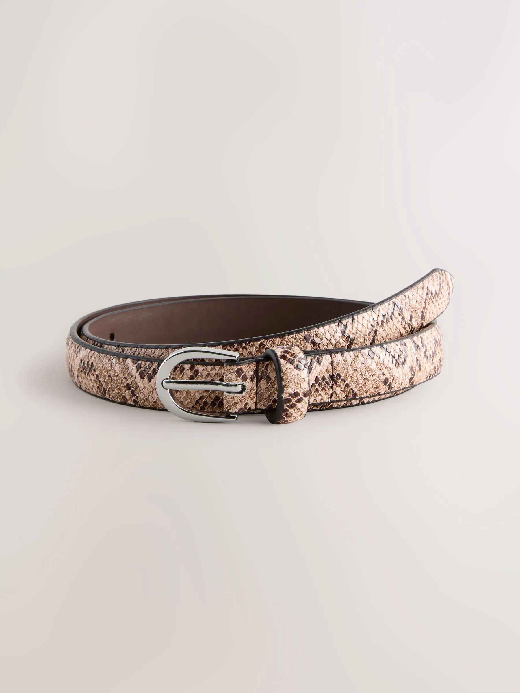 Roze met slangenprint - Smalle PU-riem
