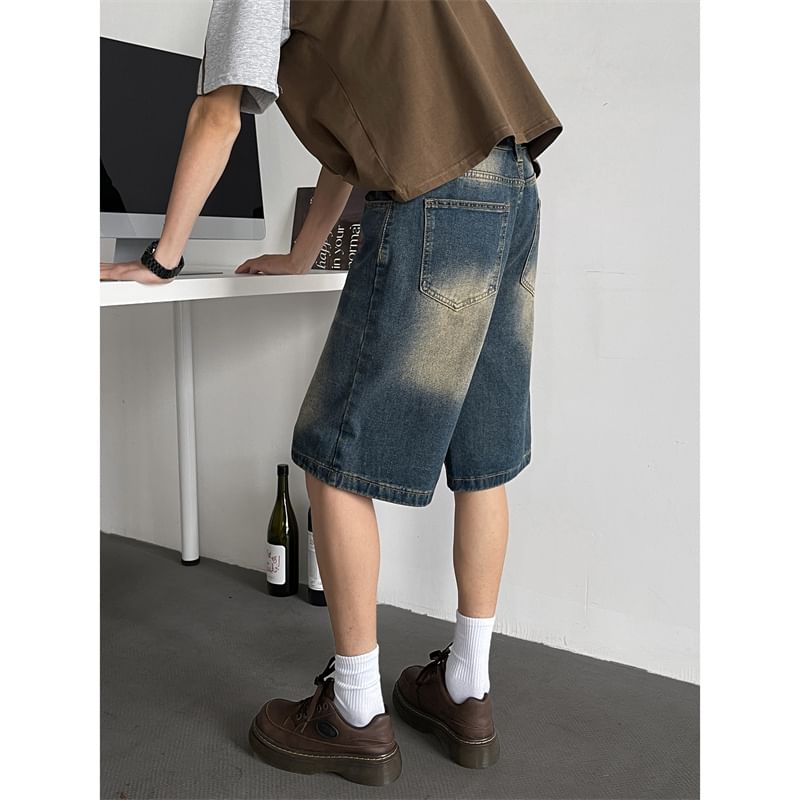 Plummie - Mid Rise Washed Denim Shorts