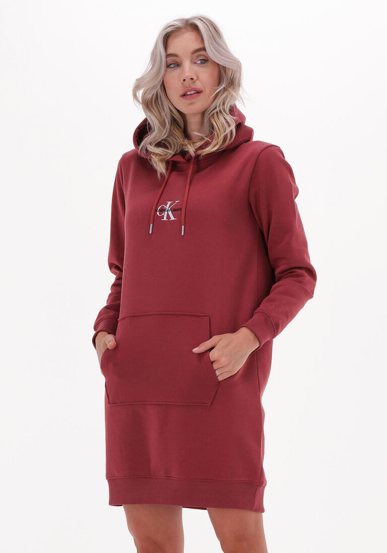 CALVIN KLEIN roest calvin klein mini jurk monogram hoodie dress