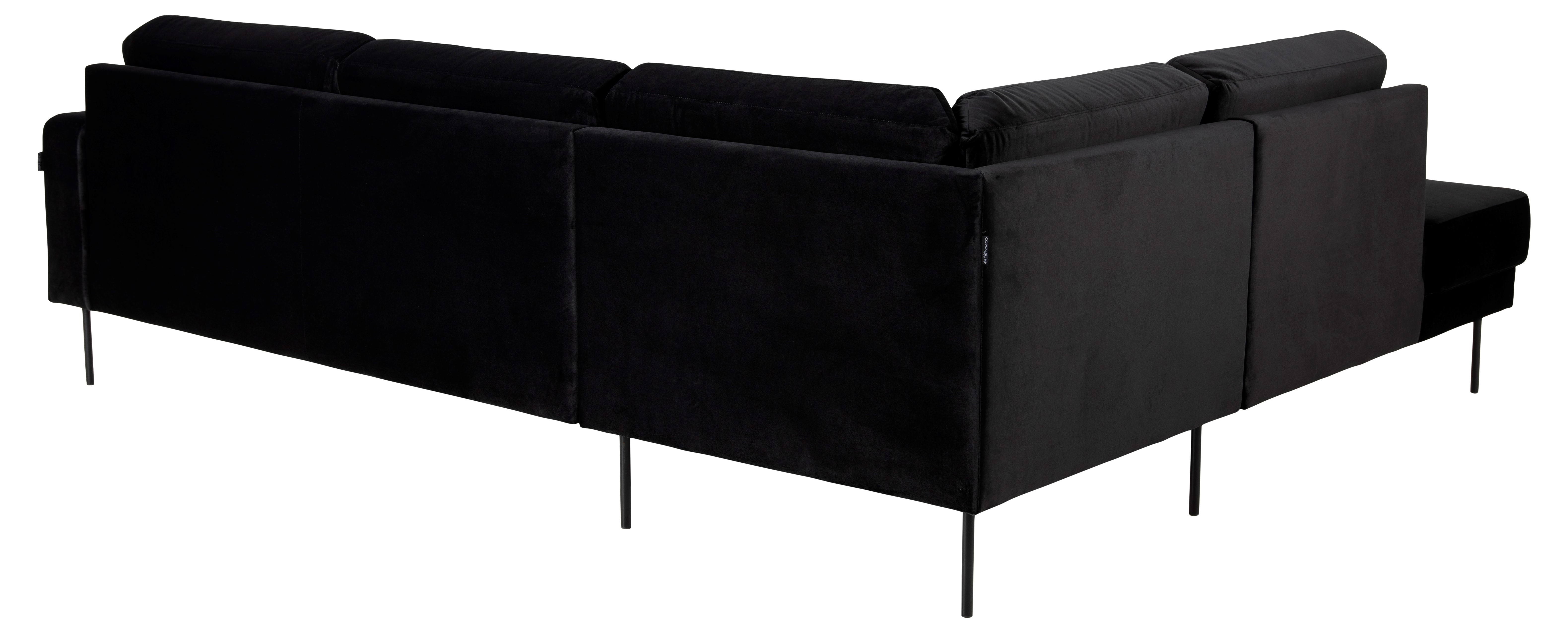 Shibuya hjørnesofa Letto Antrasitt velur. Med åpen ende venstre og sorte stålben.