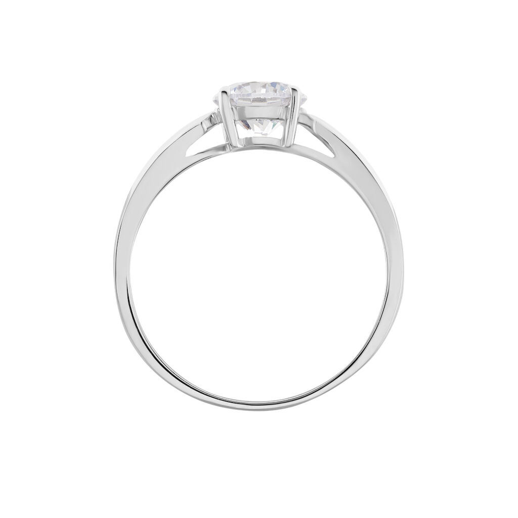 Bague Solitaire Or Blanc Caharus Oxyde De Zirconium