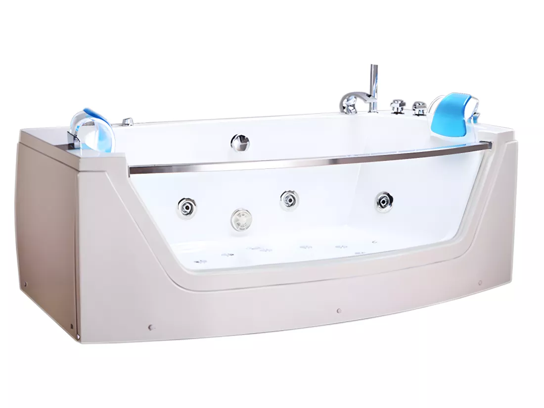 Baignoire hydromassage blanc 180 X 90 cm Chromothérapie 14 jets – Primula