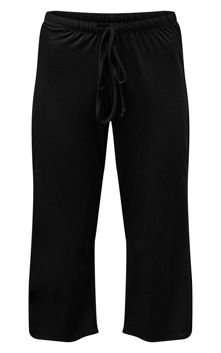 Noir Pantalon Court En Jersey Doux