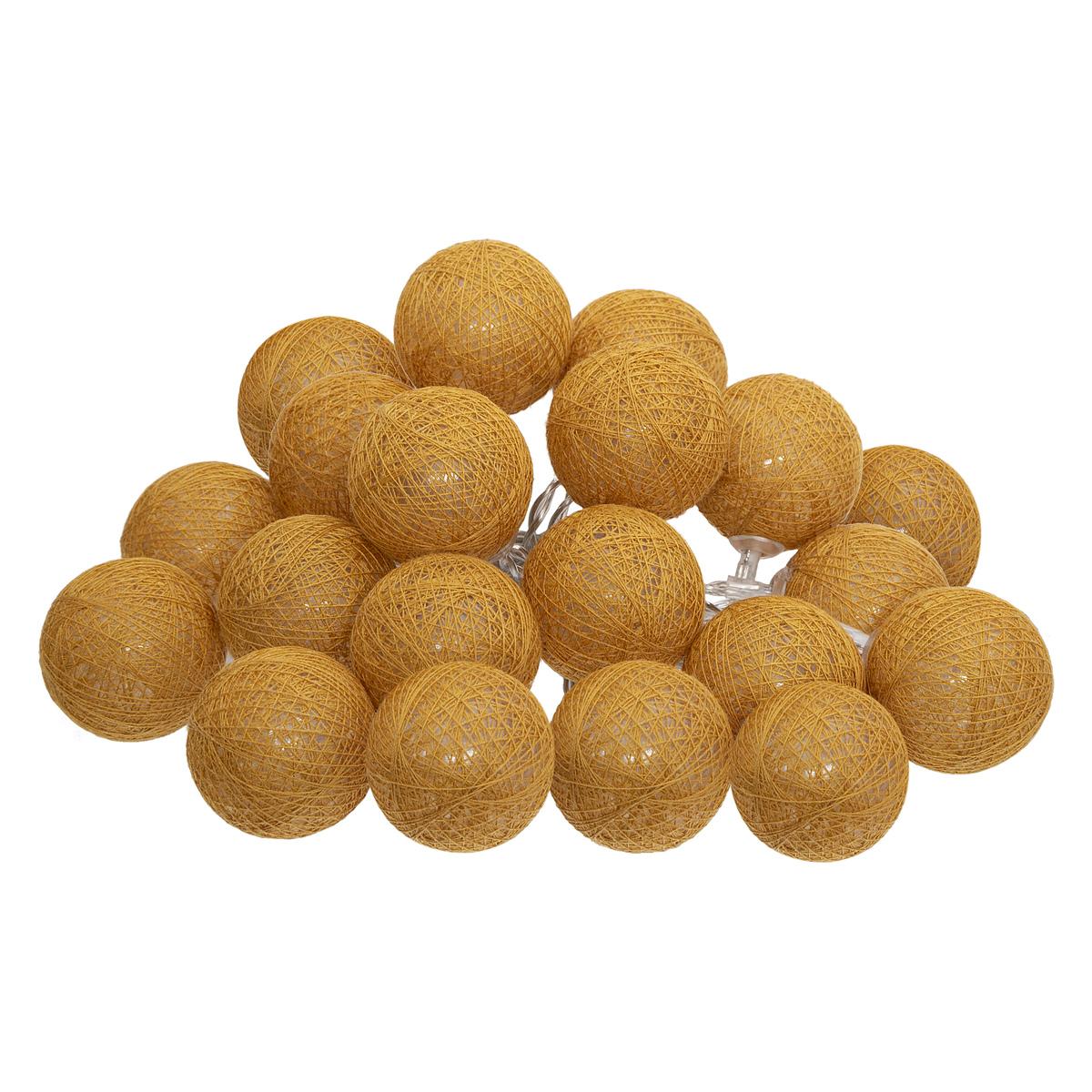 GUIRLANDE LED SECTEUR 20 BOULES OCRE D.6CM