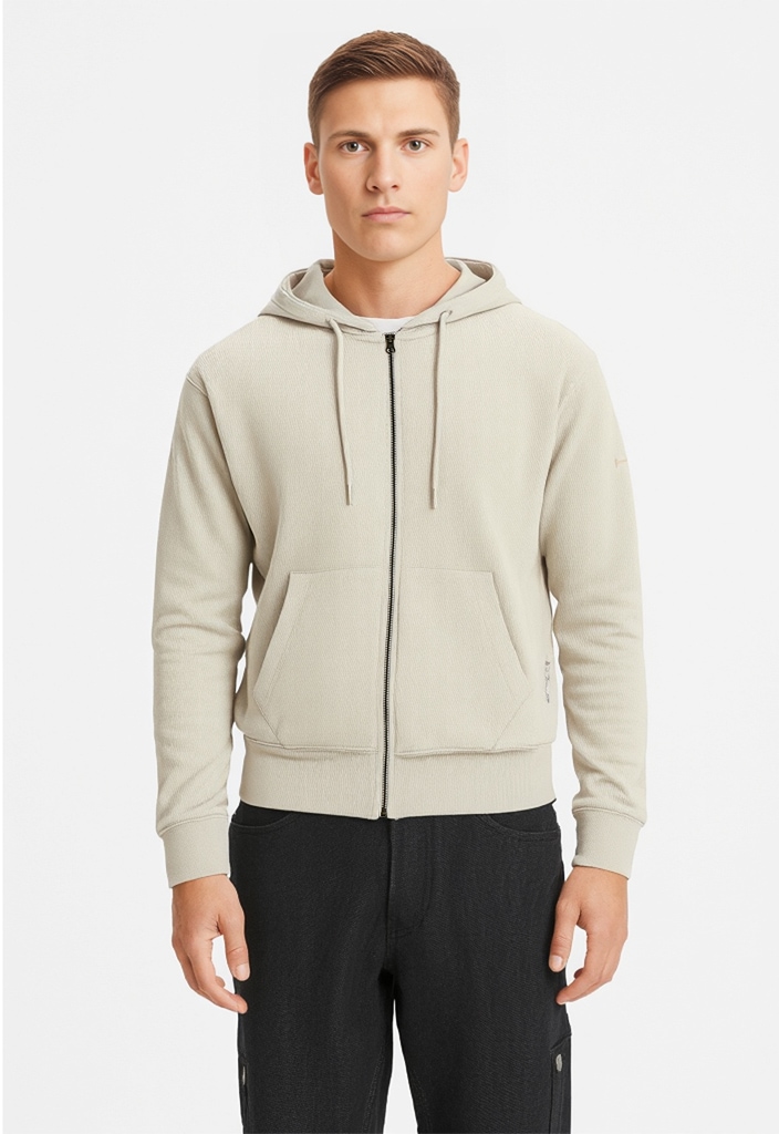 Jack & Jones Kapuzensweatjacke »JJECHARGE  Hoodie mit Rippbündchen und praktischen Taschen«, unifarben, modisch, loose fit, Baumwollmischung, Kapuze