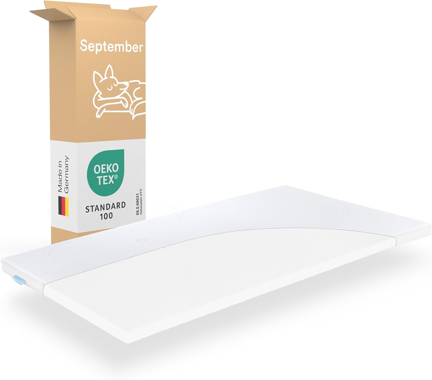 September – Topper 160x210 cm Komfortschaum mit 6 cm Höhe – Matratzenauflage mittelweicher Härtegrad H2/H3 für Matratzen, Boxspringbetten etc. – Oeko-TEX® Standard 100 zert. – Bezug bei 60°C waschbar