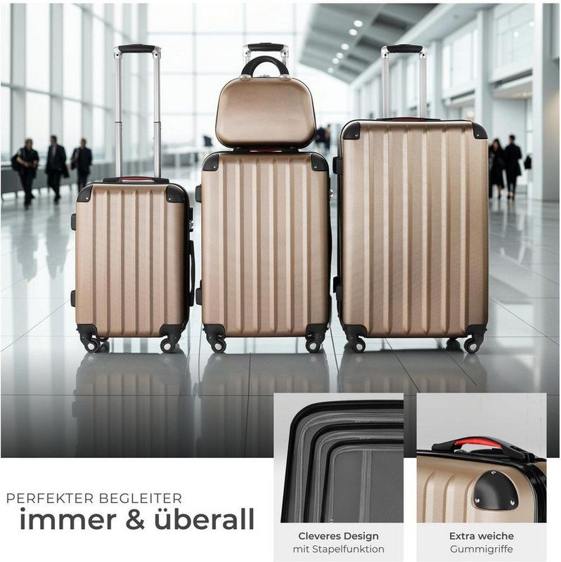 tectake® - Kofferset Pucci 4-delig incl. beautycase - champagne - 403411