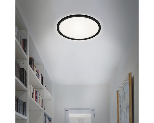 LED plafondlamp 18W 2400 lm 4000 K Ø 29,3 cm Slank zwart + achtergrondverlichting