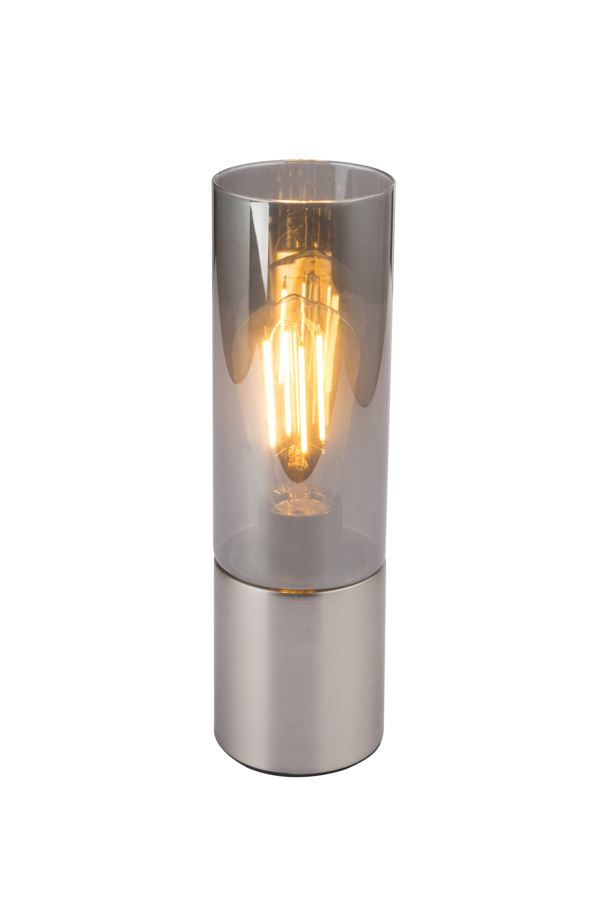 GLOBO Retrofit Tischlampe ANNIKA nickelfarbig /rauchfarbig