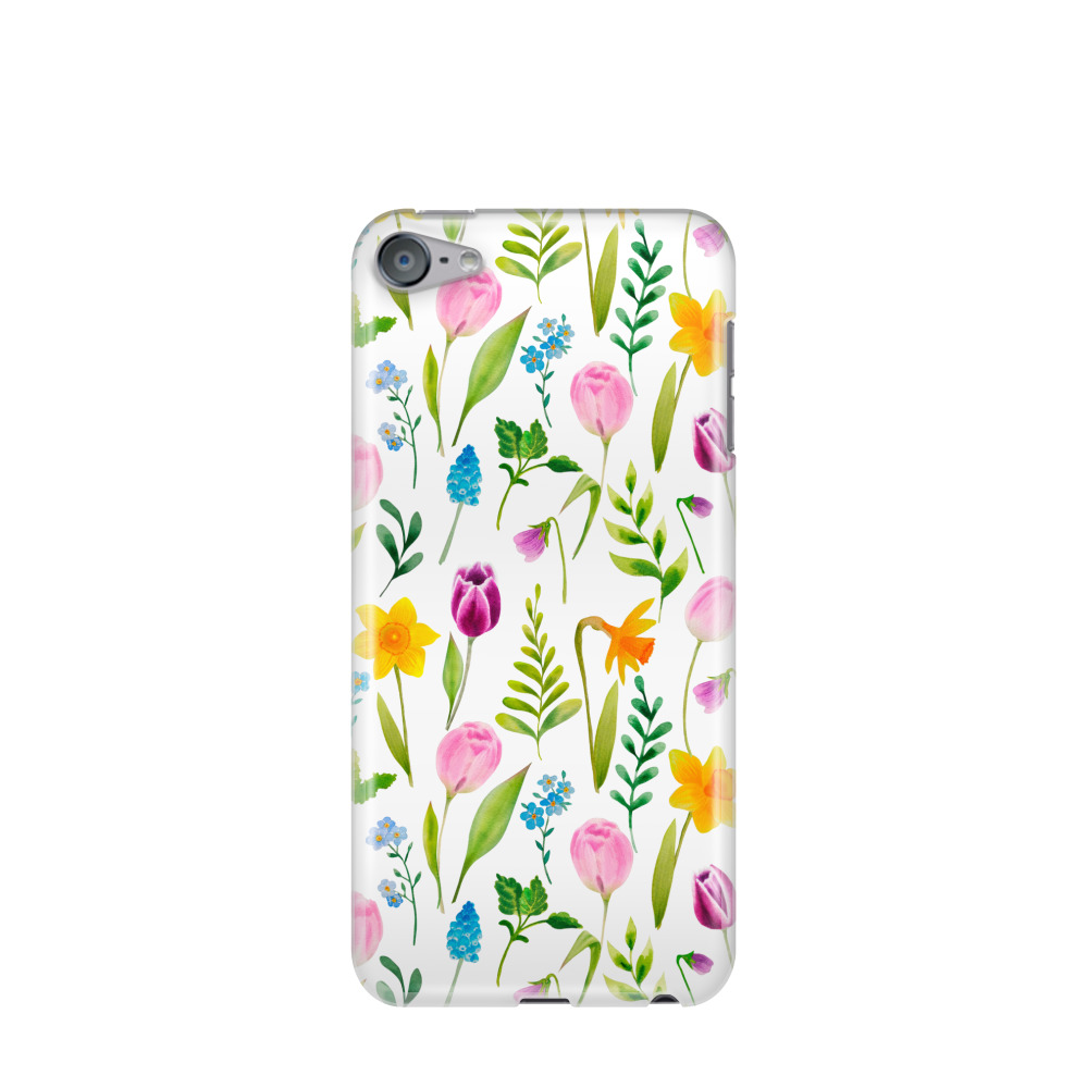 iPod Touch 7G Gummi Hülle Blumensymphonie - Weiss