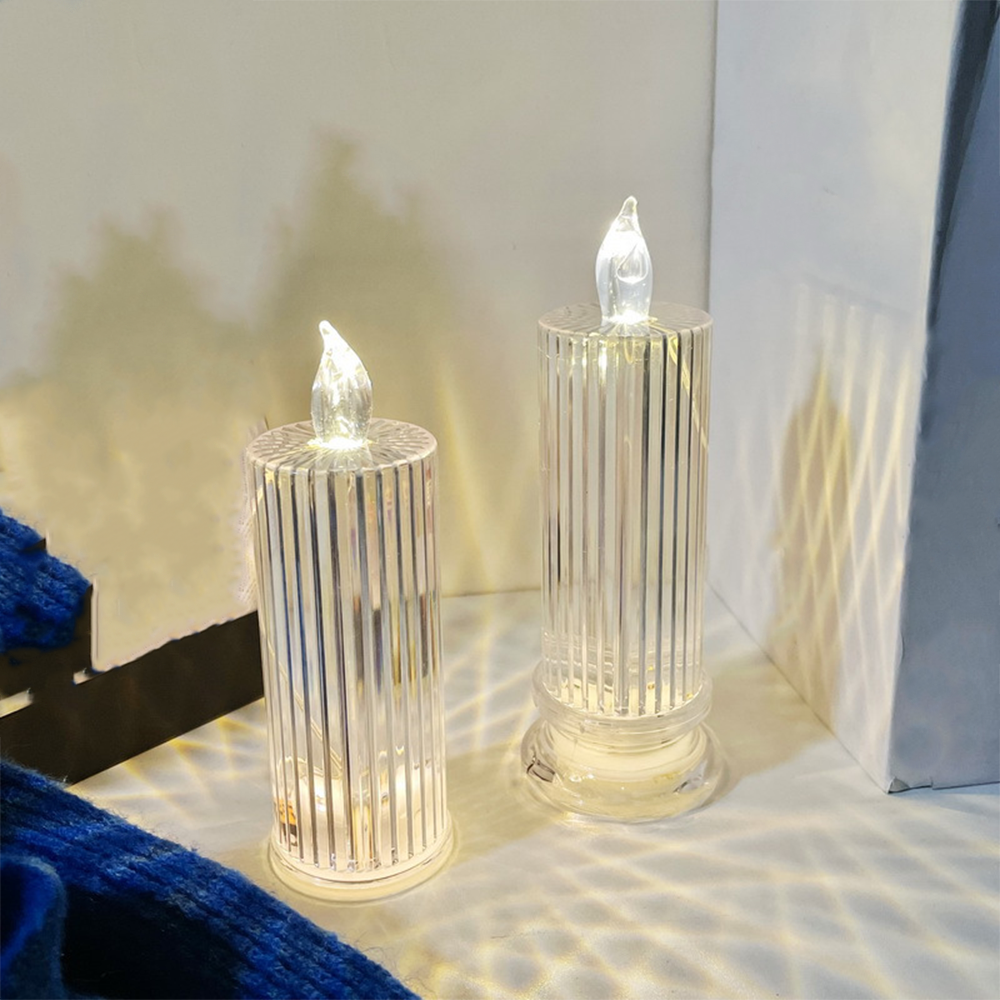 (2er Set) LED Kerze Home Deko Stimmungsleuchte Kristallkerze mit Schattenwurf (inkl. LR1130 Batterien) - Warmweiss