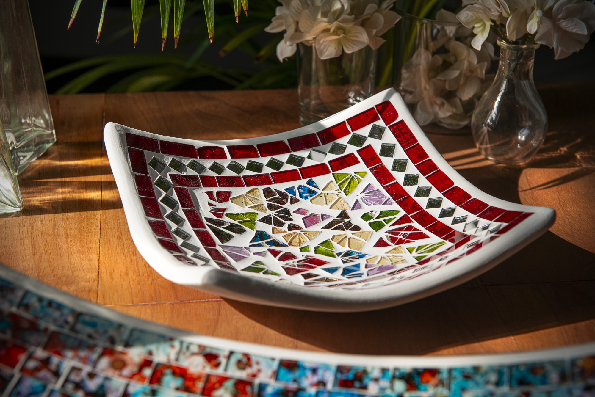 Mosaikteller 'Tropical Flower', multicolor, B 20 cm, L 20 cm, H 5 cm von fischer's lagerhaus