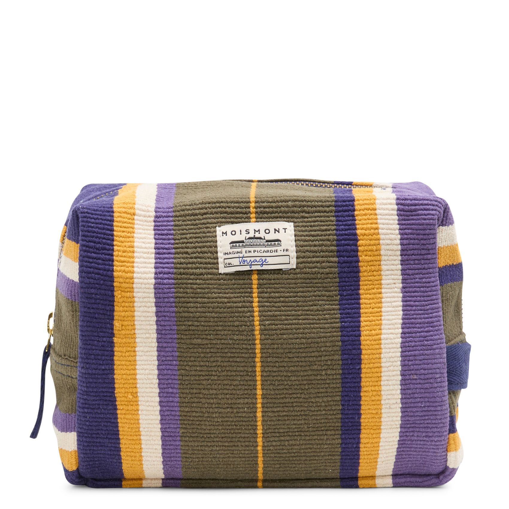 N°38 - Trousse rayée en coton| Kaki