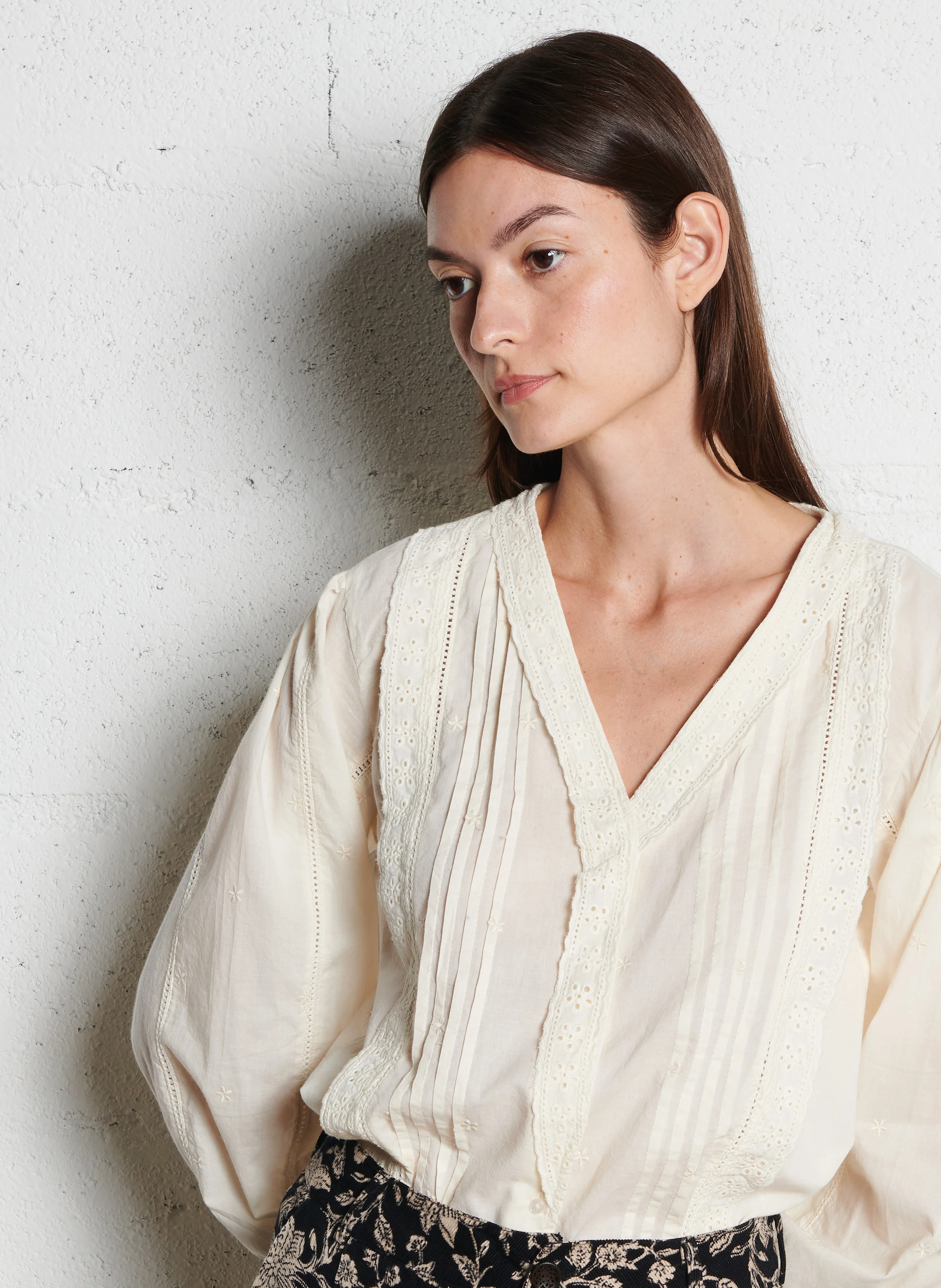 LILY - Chemise ample brodée en coton | Blanc