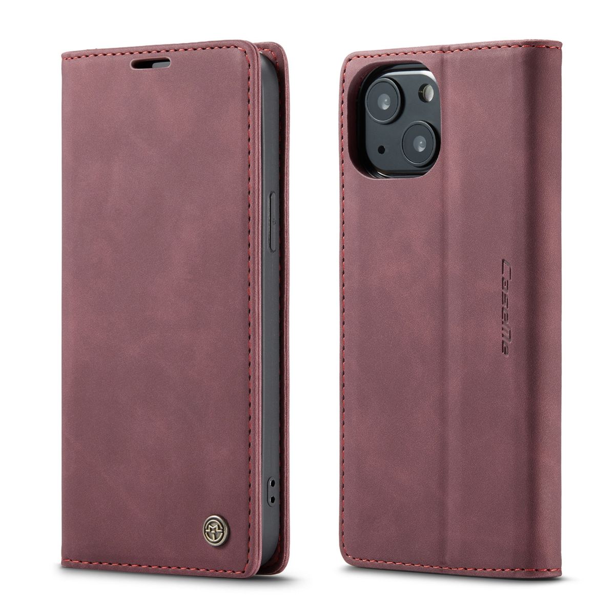 Hülle Handy Schutz für Apple iPhone 13 mini Case Flip Cover Tasche Etuis Rot Neu