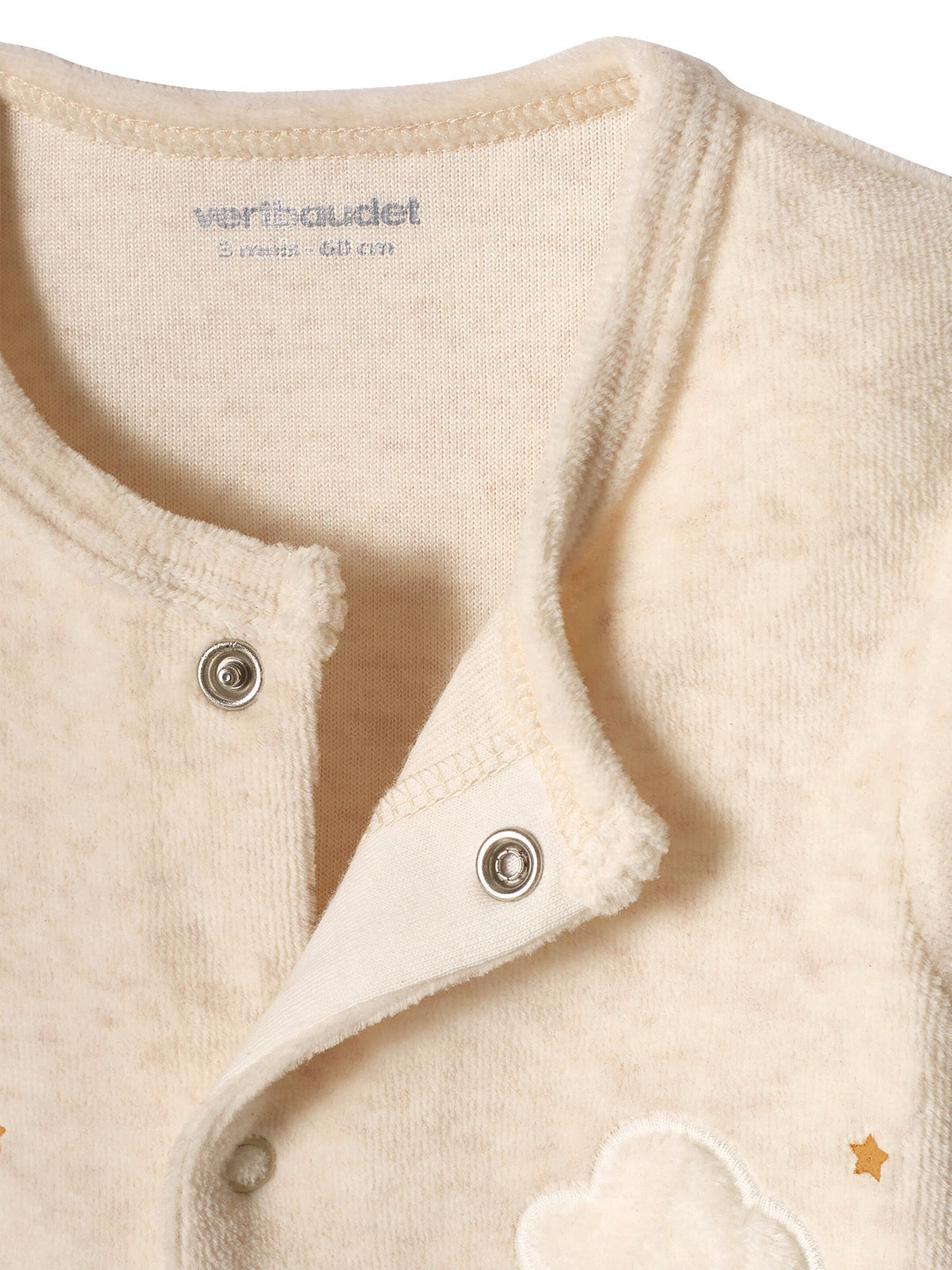 Vertbaudet Baby Samt-Strampler beige meliert