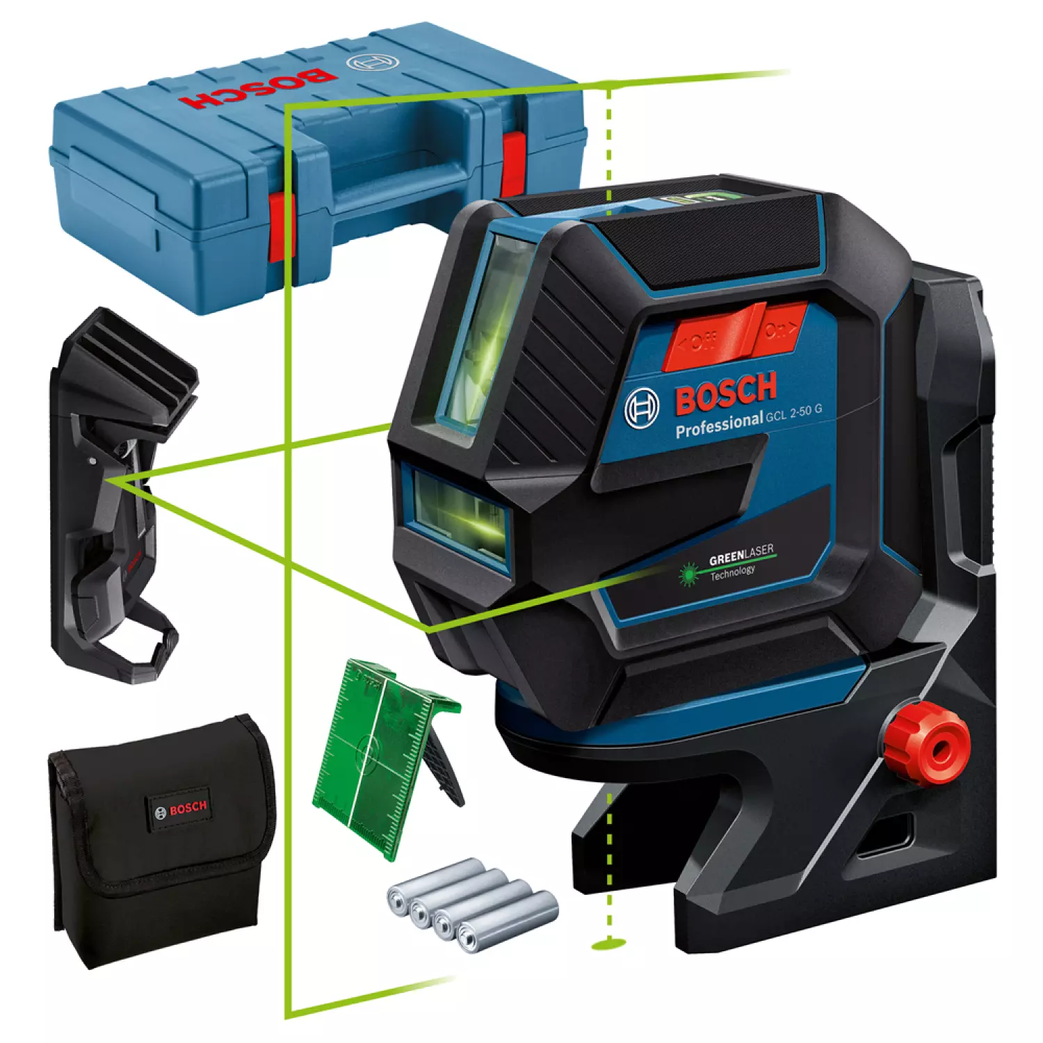 Bosch GCL 2-50 G Kruislijnlaser   houder in opbergetui in koffer - 15 m
