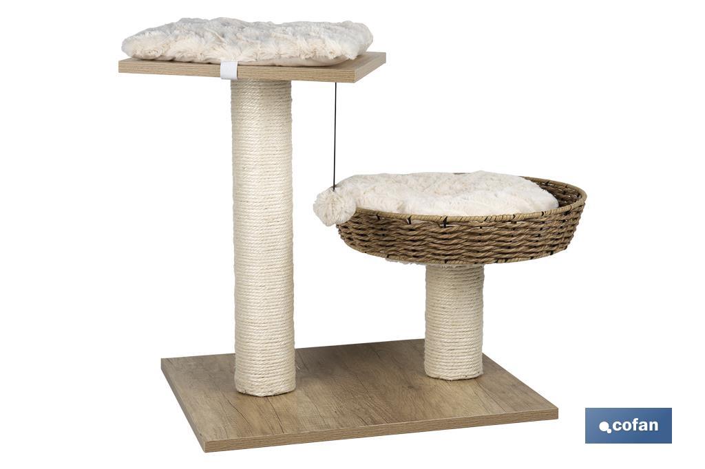Arranhador para Gatos com Brinquedo | Bege | Dimensões: 48 x 39 x 51 cm