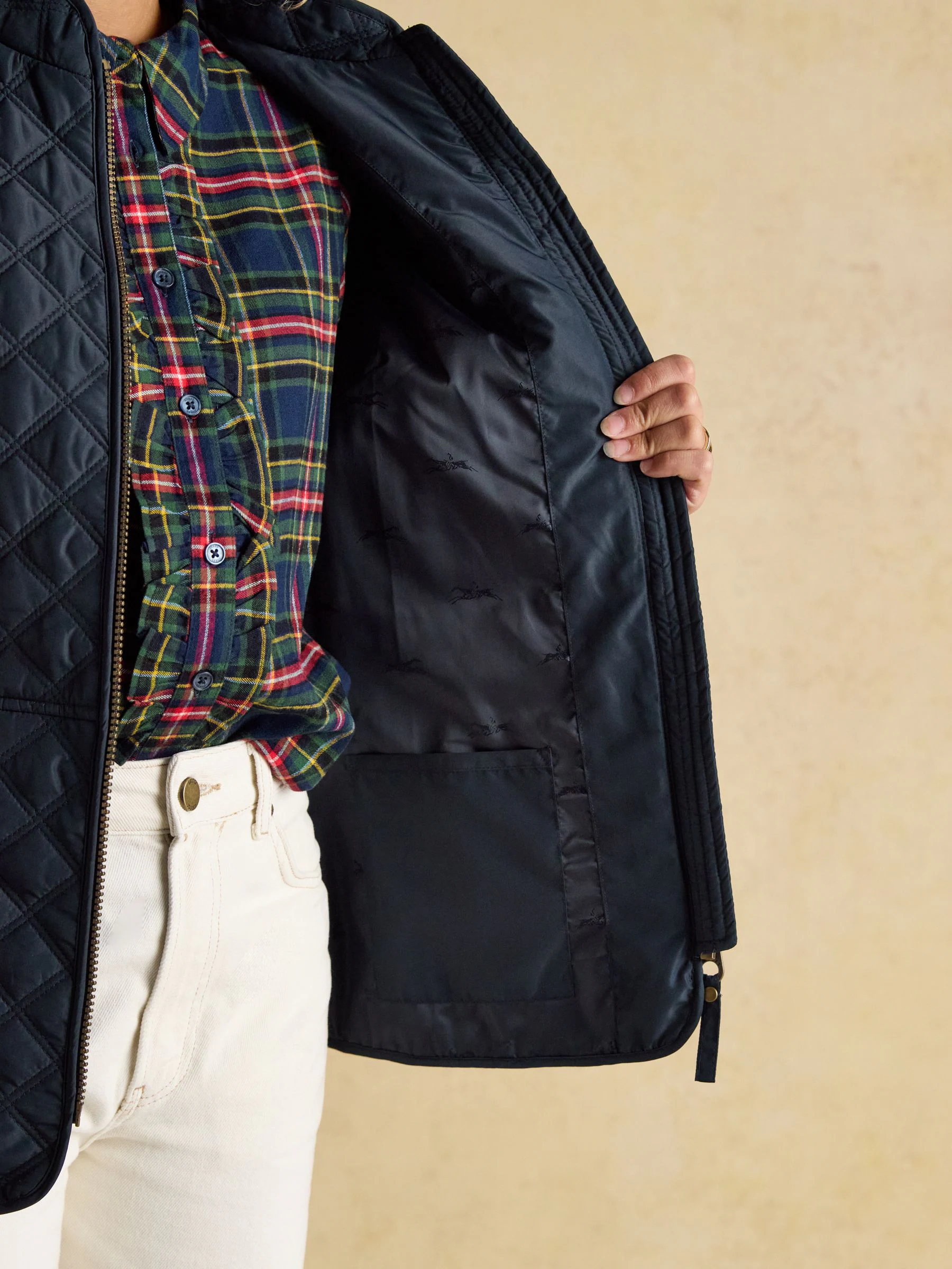 Donkerblauw - Joules - Minx - In schuine ruit doorgestikte bodywarmer