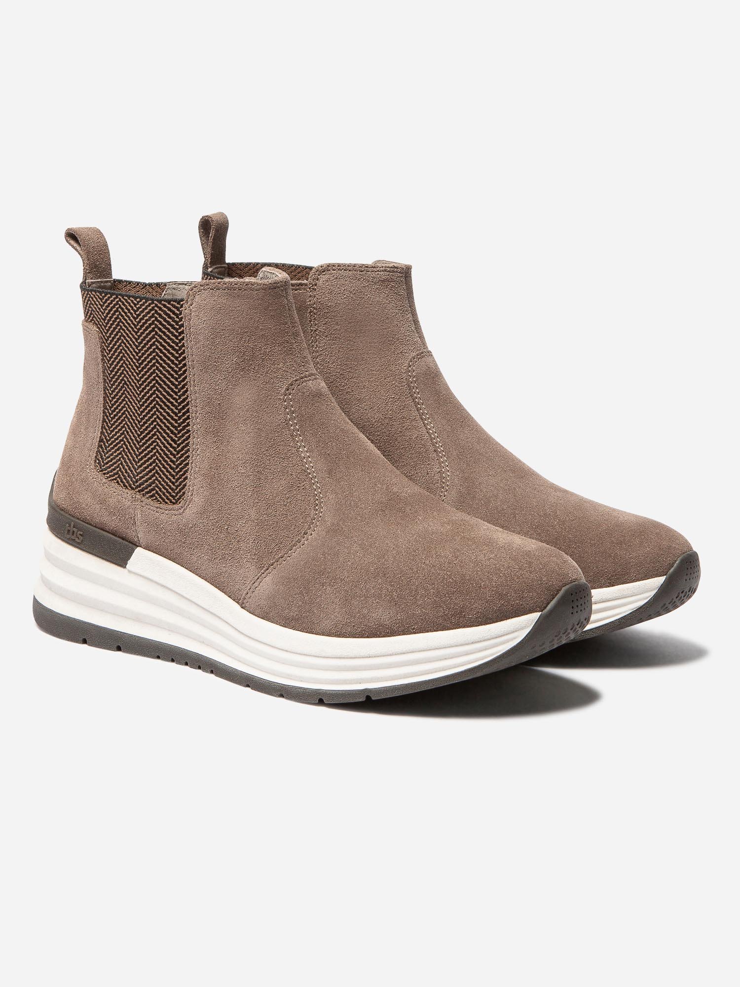 Boots Femme Semelle Sport Cuir Taupe