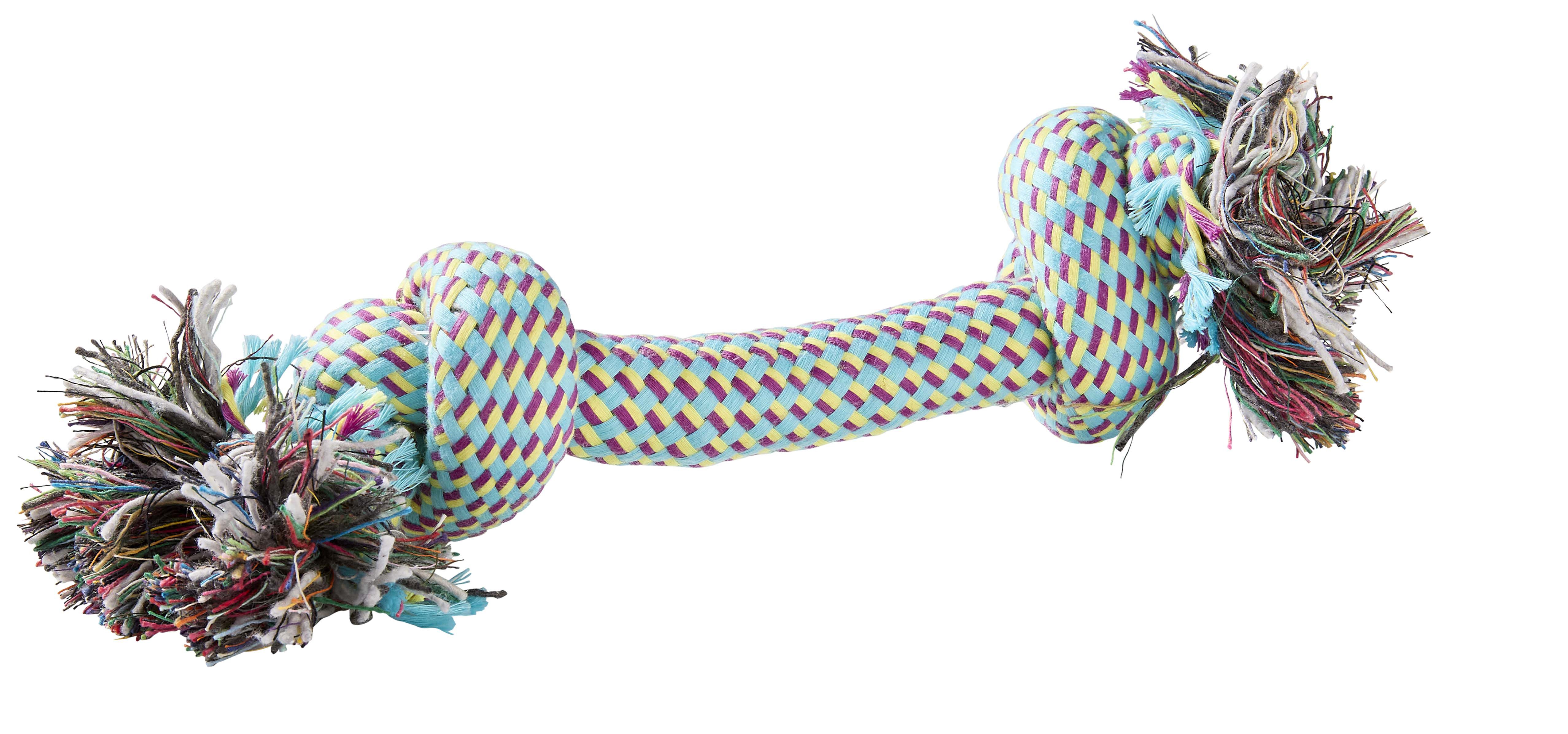 Flostouw met 2 Knopen - Hondenspeelgoed - blauw - 8x30x8 cm
