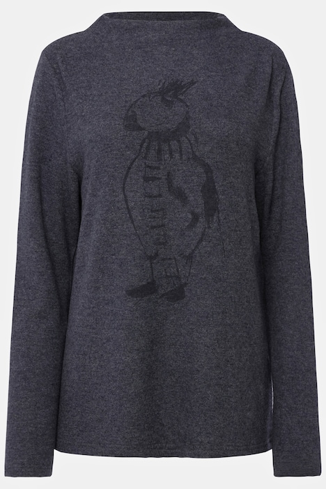 Sweatshirt, Vogel-Print, Stehkragen, Langarm, OEKO-TEX