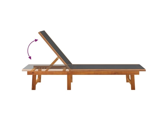 VIDAXL - Bain de soleil Chaises longues lot de 2 noir bois d'acacia solide et textil...
