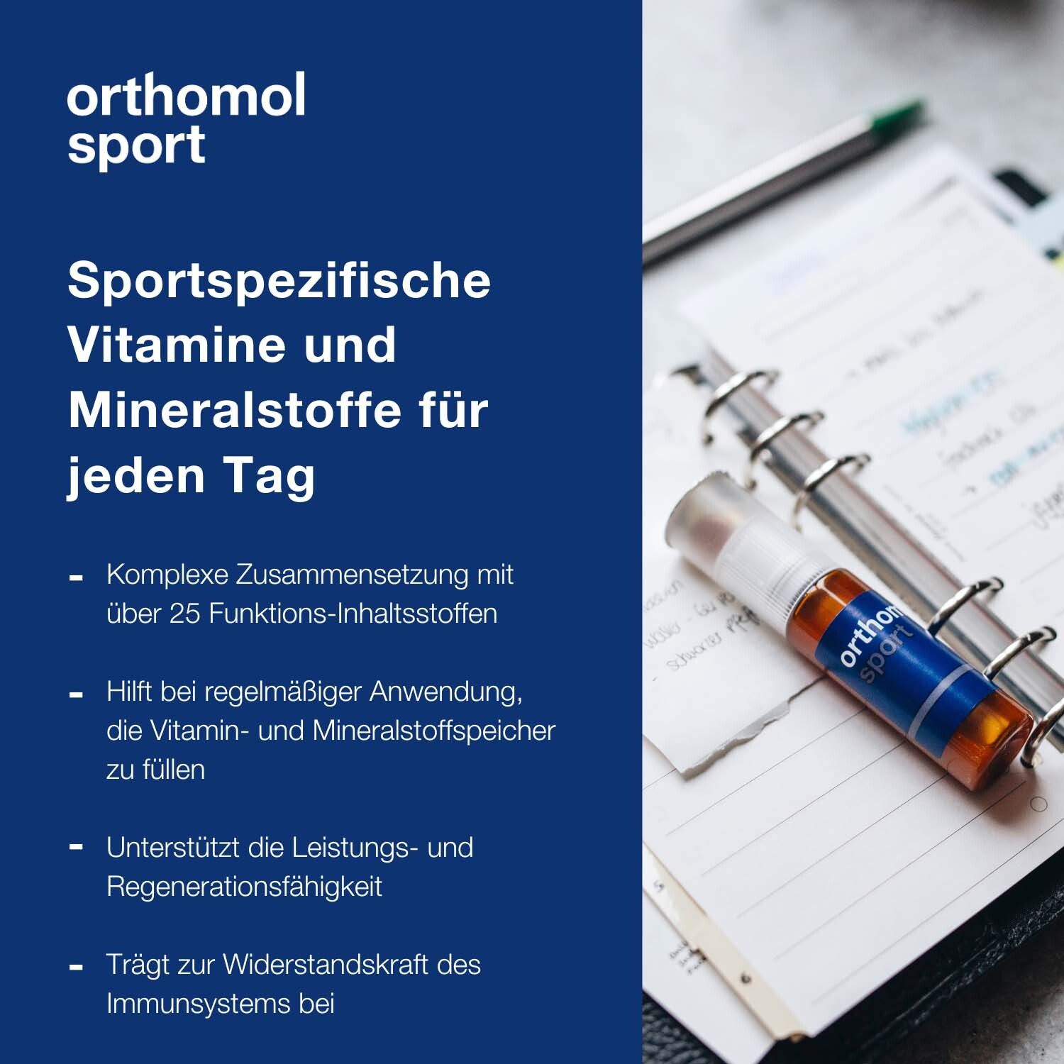 Orthomol Sport - Mikronährstoffe für sportliche Leistung - mit Magnesium, Vitamin D und B12 - Trinkampullen/Tabletten/Kapseln