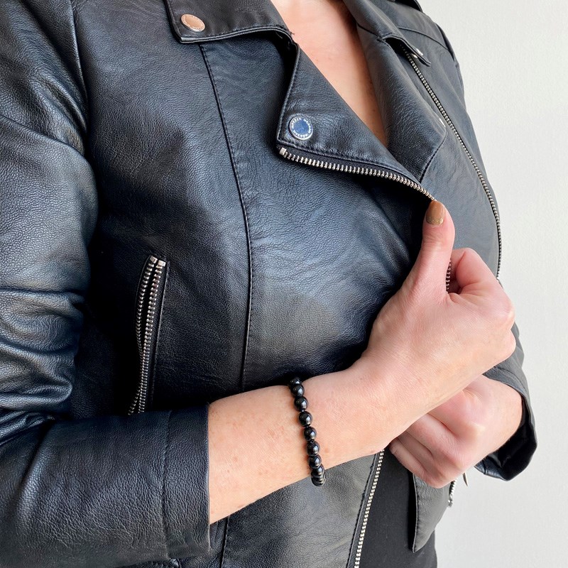 Bracelet extensible avec perles Tourmaline Noire