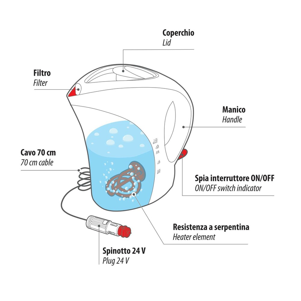 Lampa Aqua-Heater 24 volt waterkoker - 1 liter
