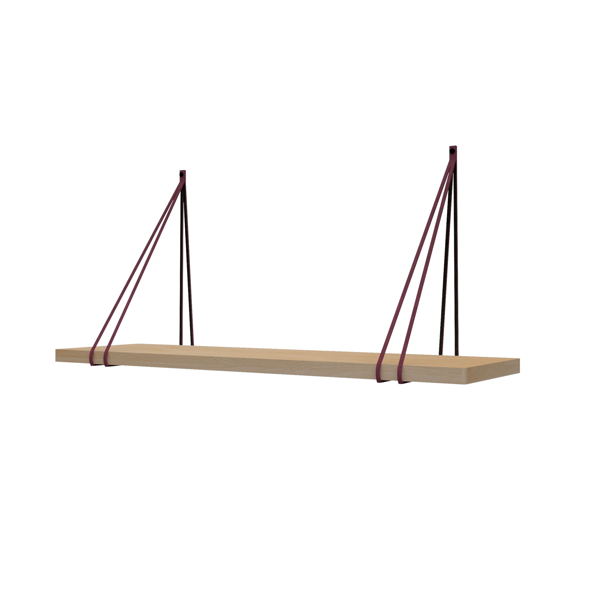 Leren split-plankdragers Bordo - 2 stuks