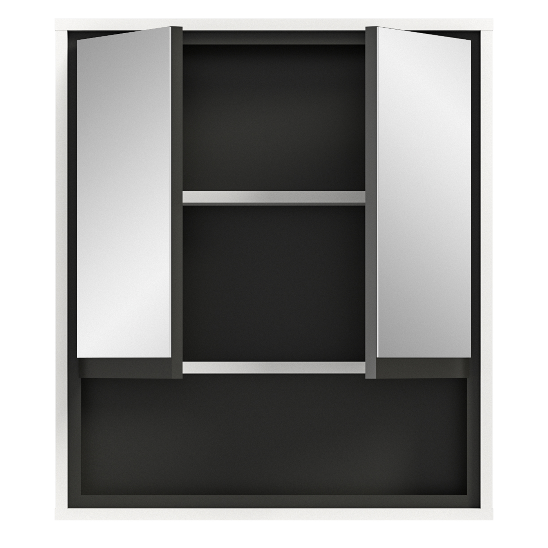 Spiegelschrank JARU - weiß-schwarz - 60 cm breit