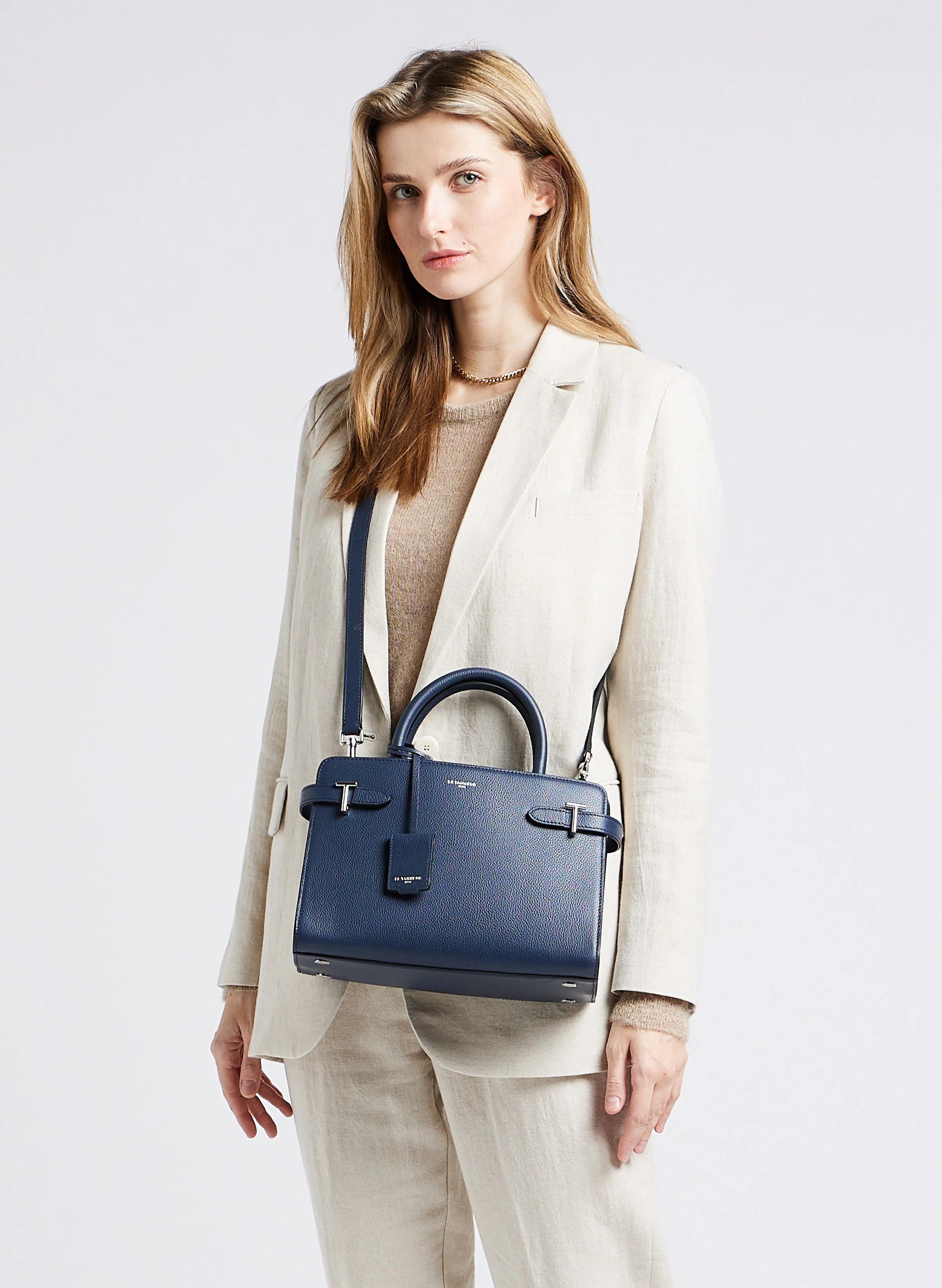 EMILIE - Sac à main en cuir grainé | Bleu