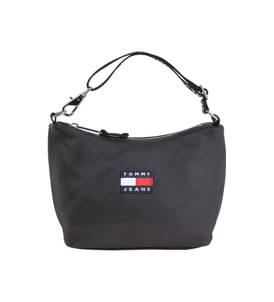 Bolsa de ombro Tommy Jeans Heritage na cor preta