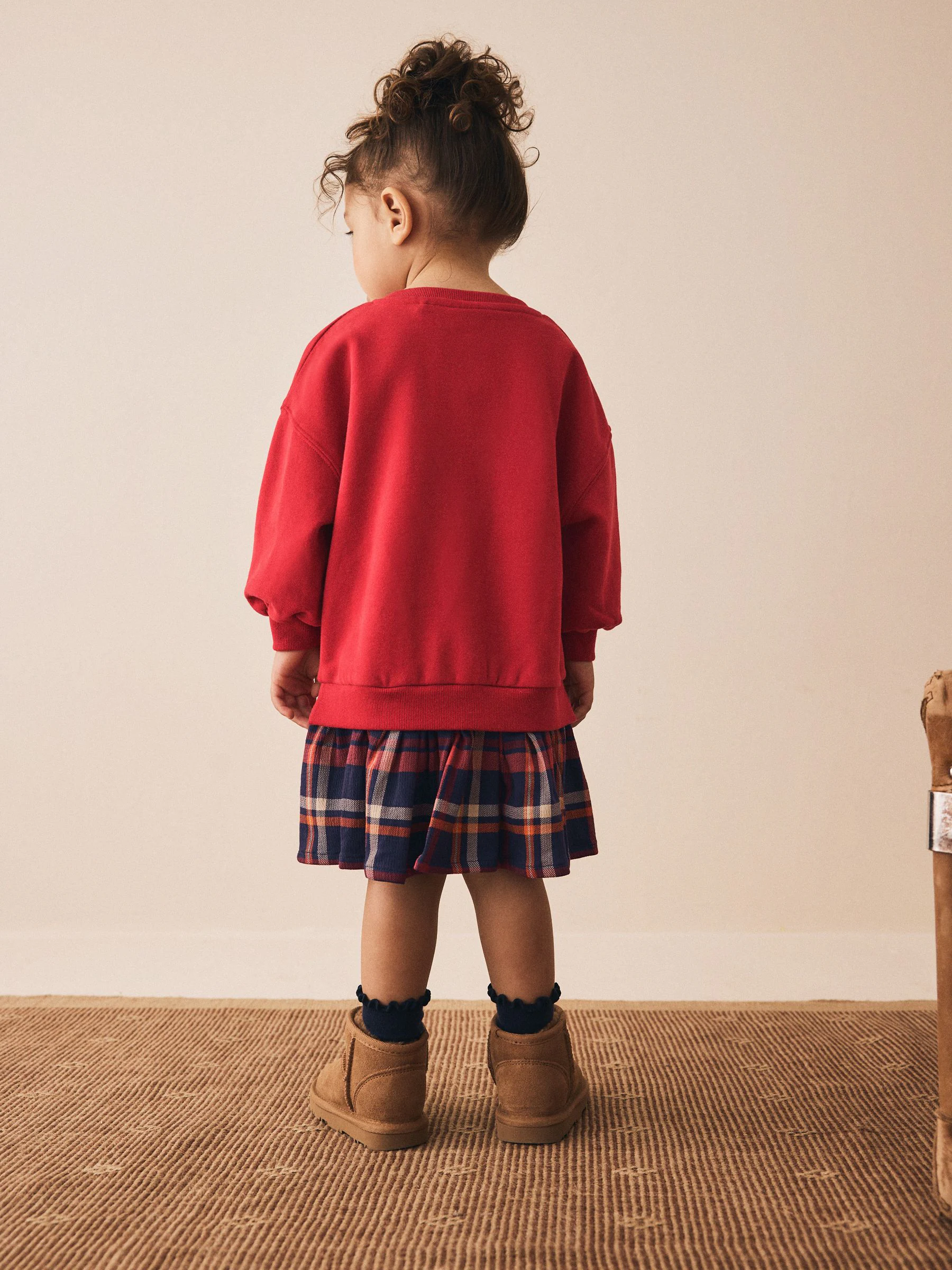Rood - Sweaterjurk met ruit (3mnd-7jr)