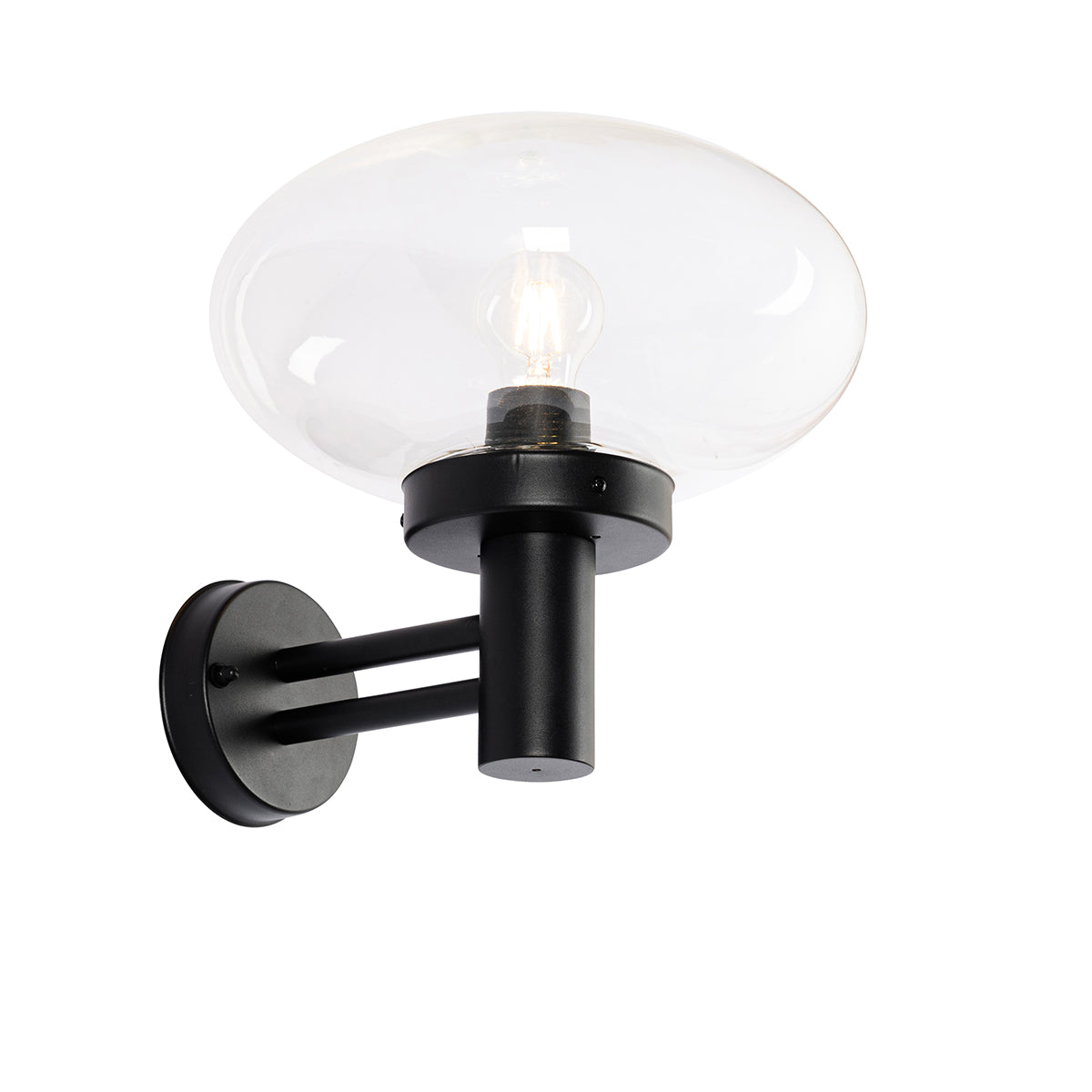 QAZQA Moderne buiten wandlamp zwart met glas - Elly